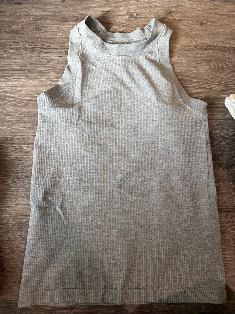 Athleta Ribbed High-Neck Tank Top - Light Gray